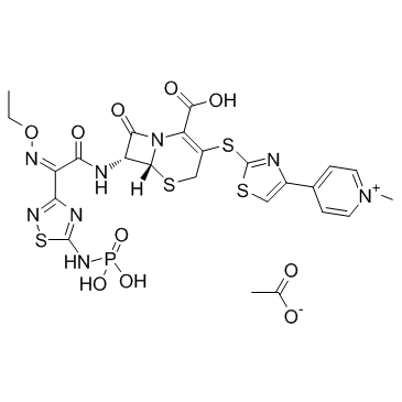 4-(2-(((6R,7R)-2-羧基-7-((Z)-2-(乙氧基亚氨基)-2-(5-(膦酰氨基)-1,2,4-噻二唑-3-基)乙酰胺基)-8-氧代-5-噻-1-氮杂双环[4.2.0]辛-2-烯-3-基)硫代)噻唑-4-基)-1-甲基吡啶-1-醋酸铵