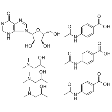 4-乙酰氨基苯甲酸,9-((2R,3R,4S,5R)-3,4-二羟基-5-(羟甲基)四氢呋喃-2-基)-3H-嘌呤-6(9H)-酮,1-(二甲氨基)丙-2-醇(3:1:3)