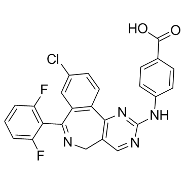 4-[[9-氯-7-(2,6-二氟苯基)-5H-嘧啶并[5,4-d][2]苯并氮杂卓-2-基]氨基]苯甲酸 (869363-13-3)