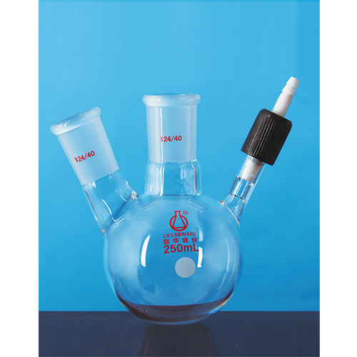 二口球瓶反应瓶 真空一体式节门 联华玻璃仪器