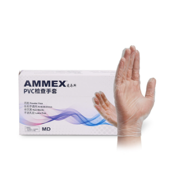爱马斯一次性pvc手套加厚透明无粉防护pvc检查手套AMMEX授权代理